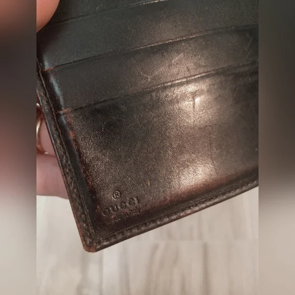 Authentic Gucci Wallet Color Brown Men's Bi-fold Geniune Leather - Picture 7 of 13